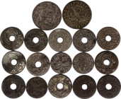 Poland Lot of 17 Coins 1923 - 1939
Y# 34, 35, 37; Zinc; 1 - 5 - 20 Groszy, German Occupation (1939-1944); XF/XF+