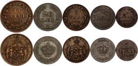 Romania Lot of 5 Coins 1867 - 1942
VF/AUNC