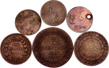 World Lot of 6 Coins 1813 - 1832
Copper; G-VG