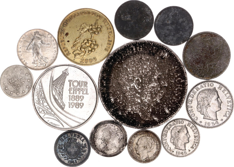 World Lot of 13 Coins 1846 - 2006
With Silver; Various countries, dates & denom...