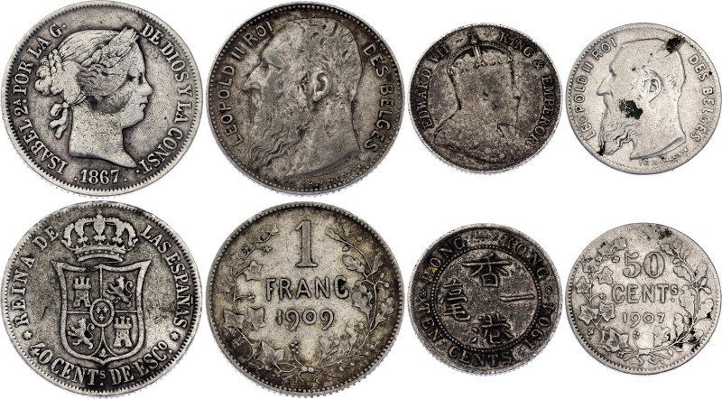 World Lot of 6 Coins 1867 - 1907
Silver; Various dates, denominations & rulers;...