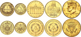 World Lot of 5 Coins 1914 - 2013
With Silver., Gold plated; Various countries, date & denominations; AUNC/UNC