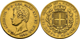CERDEÑA. Carlos Alberto. Génova. 20 liras. 1834