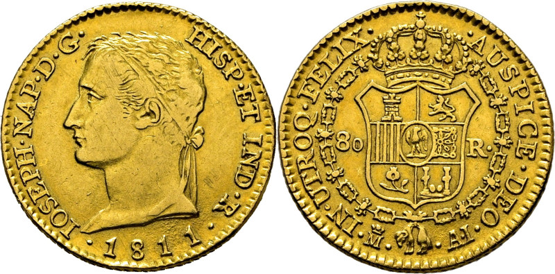 ESPAÑA. José Napoleón. Madrid. 80 reales. 1811. AI. Cy14722. 6´64 g. Alguna finí...