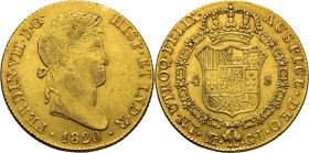 Fernando VII. Madrid. 4 escudos. 1820. GJ. Tono. Atractivo lustre