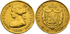 Isabel II. Madrid. 4 escudos. 1868*6-8