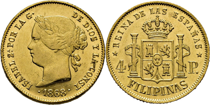 ESPAÑA. Isabel II. Manila. 4 pesos. 1868. Cy17408. 6´78 g. Algunas mínimas marqu...