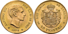 Alfonso XII. Madrid. 10 pesetas. 1878* 19-62. DEM. SC. Tono. Buen ejemplar