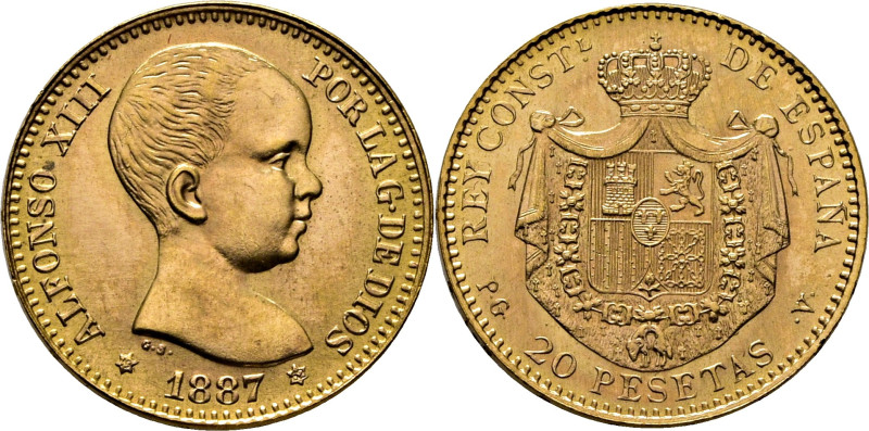 ESPAÑA. Alfonso XII. Madrid. 20 pesetas. 1887*19-62. PGV. Reacuñación oficial de...
