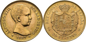 Alfonso XII. Madrid. 20 pesetas. 1887*19-62. PGV. SC. Atractiva