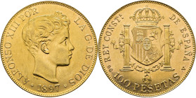 Alfonso XII. Madrid. 100 pesetas. 1897*19-62. SGV. SC-. Muy buen reverso