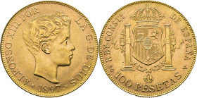Alfonso XII. Madrid. 100 pesetas. 1897*19-62. SGV. SC- o algo más floja