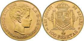Alfonso XII. Madrid. 100 pesetas. 1897*19-62. SGV. SC/SC+. Atractiva