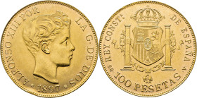 Alfonso XII. Madrid. 100 pesetas. 1897*19-62. SGV. Casi SC. Atractiva
