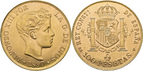 Alfonso XII. Madrid. 100 pesetas. 1897*19-62. SGV. SC. Destacable ejemplar