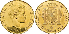 Alfonso XII. Madrid. 100 pesetas. 1897*19-62. SGV. SC-. Cierto atractivo
