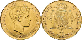 Alfonso XII. Madrid. 100 pesetas. 1897*19-62. SGV. SC. Buen y atractivo ejemplar