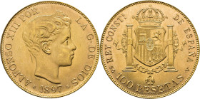 Alfonso XII. Madrid. 100 pesetas. 1897*19-62. SGV. SC. Muy buen ejemplar