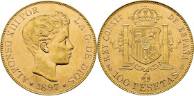 Alfonso XII. Madrid. 100 pesetas. 1897*19-62. SGV. Casi SC-