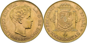 Alfonso XII. Madrid. 100 pesetas. 1897*19-62. SGV. SC-. Suave tono