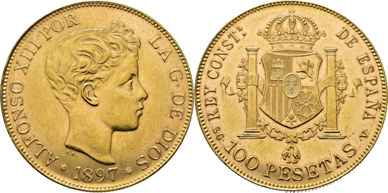 ESPAÑA. Alfonso XII. Madrid. 100 pesetas. 1897*19-62. SGV. Reacuñación oficial d...