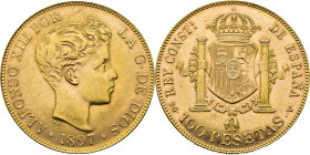 Alfonso XII. Madrid. 100 pesetas. 1897*19-62. SGV. SC-. Buen ejemplar