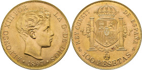 Alfonso XII. Madrid. 100 pesetas. 1897*19-62. SGV. SC+. Estupenda