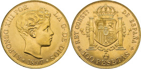 Alfonso XII. Madrid. 100 pesetas. 1897*19-62. SGV. Casi SC
