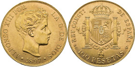 Alfonso XII. Madrid. 100 pesetas. 1897*19-62. SGV. SC-