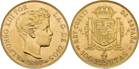 Alfonso XII. Madrid. 100 pesetas. 1897*19-62. SGV. SC- o algo más floja