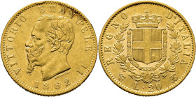 ITALIA. Victor Manuel II. Turín. 20 liras. 1862. MBC+/casi EBC