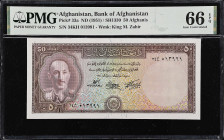 AFGHANISTAN. Bank of Afghanistan. 50 Afghanis, ND (1951). P-33a. PMG Gem Uncirculated 66 EPQ.

Estimate: $125.00- $200.00