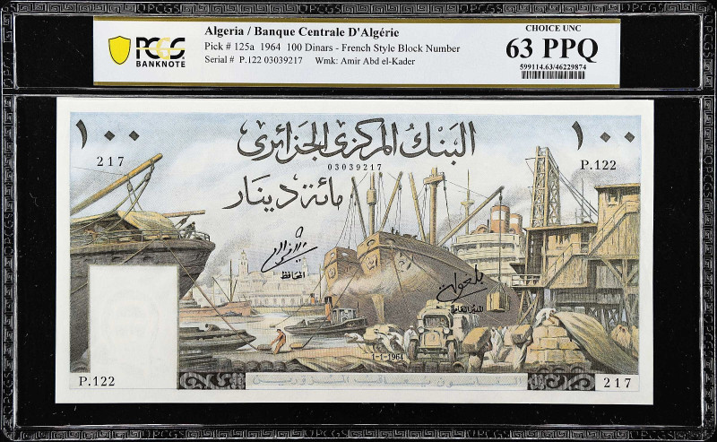 ALGERIA. Banque Centrale d'Algerie. 100 Dinars, 1964. P-125a. PCGS Banknote Choi...