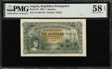 ANGOLA. Provincia de Angola. 1 Angolar, 1926. P-64. PMG Choice About Uncirculated 58 EPQ.
From the Prosperity Collection.

Estimate: $150.00- $250....