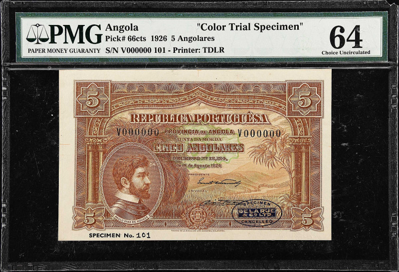ANGOLA. Provincia de Angola. 5 Angolares, 1926. P-66cts. Color Trial Specimen. P...