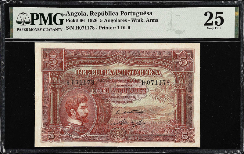 ANGOLA. Provincia de Angola. 5 Angolares, 1926. P-66. PMG Very Fine 25.
From th...