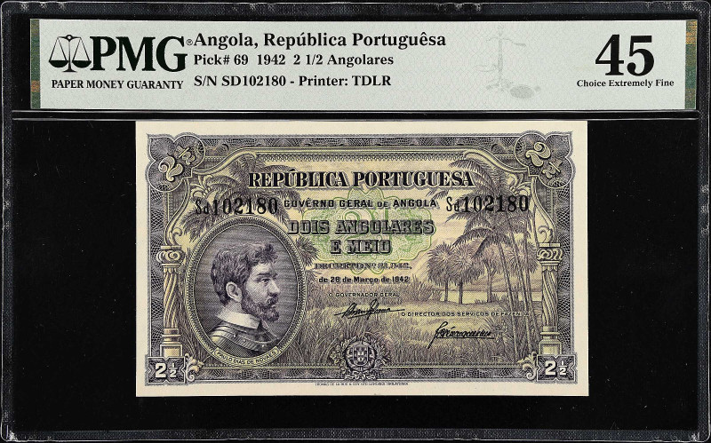 ANGOLA. Provincia de Angola. 2 1/2 Angolares, 1942. P-69. PMG Choice Extremely F...