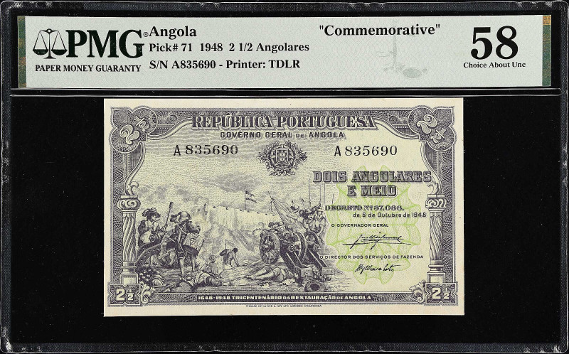 ANGOLA. Provincia de Angola. 2 1/2 Angolares, 1948. P-71. Commemorative. PMG Cho...
