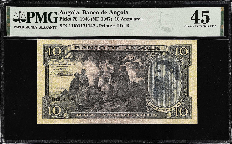 ANGOLA. Banco de Angola. 10 Angolares, 1946 (ND 1947). P-78. PMG Choice Extremel...