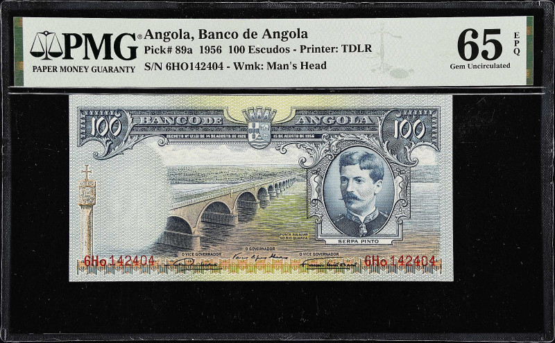 ANGOLA. Banco de Angola. 100 Escudos, 1956. P-89a. PMG Gem Uncirculated 65 EPQ....