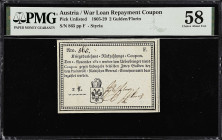 AUSTRIA. War Loan Repayment Coupon. 2 Gulden, 1810. P-Unlisted. Richter W26. PMG Choice About Uncirculated 58.

Estimate: $150.00- $300.00