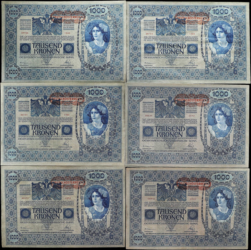 AUSTRIA. Lot of (13). Oesterreichisch-ungarische Bank. 1000 Kronen, 1902 (ND 191...
