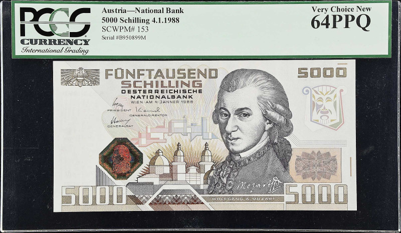 AUSTRIA. Oesterreichische Nationalbank. 5000 Schilling, 1988. P-153. PCGS Curren...