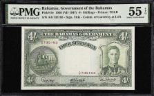 BAHAMAS. Bahamas Government. 4/- Shillings, 1936 (ND 1947). P-9e. PMG About Uncirculated 55 EPQ.
From the Prosperity Collection.

Estimate: $100.00...