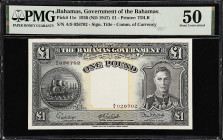 BAHAMAS. Bahamas Government. 1 Pound, 1936 (ND 1947). P-11e. PMG About Uncirculated 50.
From the Prosperity Collection.

Estimate: $150.00- $250.00