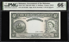BAHAMAS. Bahamas Government. 4 Shillings, 1936 (ND 1963). P-13d. PMG Gem Uncirculated 66 EPQ.
From the Prosperity Collection.

Estimate: $150.00- $...