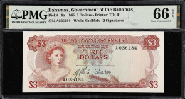 BAHAMAS. Lot of (3). Bahamas Government. 3 Dollars, 1965. P-19a. Consecutive. PMG Gem Uncirculated 65 EPQ & 66 EPQ.

Estimate: $150.00- $200.00