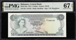 BAHAMAS. Lot of (5). Bahamas Monetary Authority & Central Bank of the Bahamas. 1/2, 1 & 3 Dollars, 1968 & 1974. P-26a, 28a, & 35a. PMG Choice Uncircul...