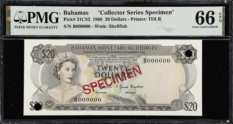 BAHAMAS. Lot of (6). Bahamas Monetary Authority. 1/2 to 20 Dollars, 1968. P-26CS...
