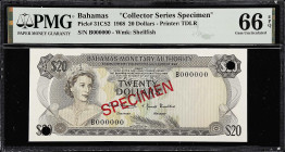 BAHAMAS. Lot of (6). Bahamas Monetary Authority. 1/2 to 20 Dollars, 1968. P-26CS2 to 31CS2. Collector Series Specimens. PMG Choice Uncirculated 64 EPQ...